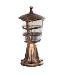 GloboStar® GloboStar® ZARDIN 203-0225 Vintage Επιδαπέδιο Φωτιστικό Φαναράκι Μονόφωτο 1 x E27 IP44 Χάλκινο & Διάφανο Πλαστικό - Μ17 x Π17 x Υ35cm