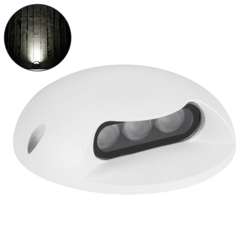 GloboStar® GLOBOSTAR® STEP-LUNA 90620 Αρχιτεκτονικό Φωτιστικό Διαδρόμου/Σκαλοπατιού LED 3W 345lm 10° DC 24V Αδιάβροχο IP65 Φυσικό Λευκό 4500K Dimmable - Λευκό - Φ12 x Υ3cm - 3 Χρόνια Εγγύηση