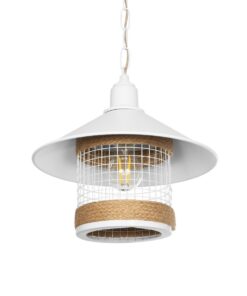 GloboStar® GLOBOSTAR® GLORA 201-0089 Vintage Κρεμαστό Φωτιστικό Οροφής με Ντουί 1 x E27 AC 220-240V IP20 - Λευκο & Μπεζ - Μ30 x Π30 x Υ29cm