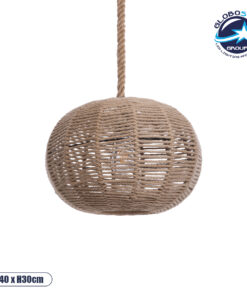 GloboStar® GLOBOSTAR® MANDALA 01331 Vintage Κρεμαστό Φωτιστικό Οροφής με Ντουί 1 x E27 AC 220-240V IP20 - Μπεζ - Μ40 x Π40 x Υ33cm