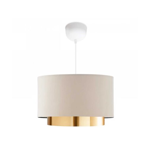 GloboStar® GLOBOSTAR® BASIL 204-0173 Μοντέρνο Κρεμαστό Φωτιστικό Οροφής με Ντουί 1 x E27 AC 220-240V IP20 - Μπεζ & Χρυσό - Μ30 x Π30 x Υ20cm