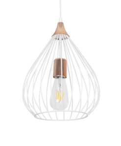 GloboStar® GLOBOSTAR® RADIARO 201-0014 Vintage Κρεμαστό Φωτιστικό Οροφής με Ντουί 1 x E27 AC 220-240V IP20 - Λευκό & Χάλκινο - Μ26 x Π26 x Υ35cm