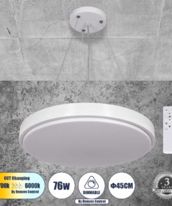 GloboStar® GLOBOSTAR® CASPER 61018 Μοντέρνο Κρεμαστό Φωτιστικό Οροφής LED 76W 8372lm 120° AC 220-240V IP20 Ρυθμιζόμενο Λευκό CCT με Χειριστήριο από 2700K έως 6000K Dimmable - Lumileds SMD Chip - Λευκό - Μ45 x Π45 x Υ5.5cm - 3 Χρόνια Εγγύηση