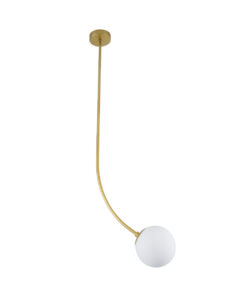 GloboStar® GloboStar® DRIZZLE 00922 Μοντέρνο Φωτιστικό Οροφής Μπάλα Μονόφωτο 1 x E27 IP20 Χρυσό Μέταλλο με Λευκό Γυαλί - Μ15 x Π15 x Υ70cm