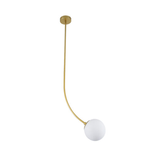 GloboStar® GloboStar® DRIZZLE 00922 Μοντέρνο Φωτιστικό Οροφής Μπάλα Μονόφωτο 1 x E27 IP20 Χρυσό Μέταλλο με Λευκό Γυαλί - Μ15 x Π15 x Υ70cm