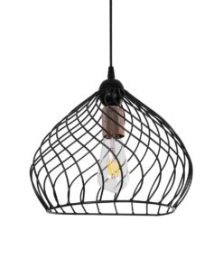 GloboStar® GLOBOSTAR® STARLA 201-0013 Vintage Κρεμαστό Φωτιστικό Οροφής με Ντουί 1 x E27 AC 220-240V IP20 - Μαύρο & Ροζ Χρυσό - Μ31 x Π31 x Υ30cm