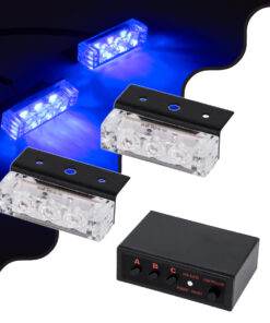 GloboStar® GloboStar® 85002 PRO Series ΣΕΤ 2 x Μπάρες Σήμανσης Οχήματος Αστυνομίας για Αυτοκίνητα & Φορτηγά 3 Προγραμμάτων Φωτισμού STROBE LED HIGH POWER 6W DC 10-30V Αδιάβροχο IP65 Μπλε