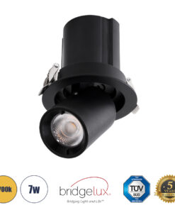 GloboStar® GloboStar® VIRGO-S 60305 Χωνευτό LED Spot Downlight TrimLess Φ9cm 7W 875lm 36° AC 220-240V IP20 Φ9cm x Υ9cm - Στρόγγυλο - Μαύρο - Θερμό Λευκό 2700K - Bridgelux COB - 5 Years Warranty