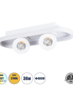 GloboStar® GloboStar® NESPO 61213 Φωτιστικό Οροφής Linear Design LED CCT με Κινούμενα Σποτ LED Spot Downlight 36W 4032lm 360° & 45° AC 220-240V - Εναλλαγή Φωτισμού μέσω Διακόπτη On/Off All In One Ψυχρό 6000k+Φυσικό 4500k+Θερμό 2700k Μ40 x Π13 x Υ6.5cm - Λευκό