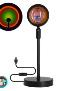 GloboStar® GloboStar® 00816 Επιτραπέζιο Φωτιστικό Πορτατίφ LED 12W -lm 180° DC 5V IP20 Κίτρινο - Πράσινο - Κόκκινο - Πορτοκαλί RAINBOW EFFECT Μαύρο Μέταλλο με Διάφανο Πλαστικό - Μ10 x Π10 x Υ26.5cm - 2 Xρόνια Εγγύηση