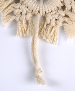 Alternative view of GloboStar® 35014 Διακοσμητικό Κρεμαστό Μακραμέ Κρίκος Χειροποίητο Μπεζ Φ13cm