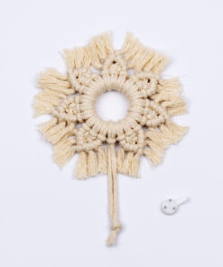 GloboStar® GloboStar® 35014 Διακοσμητικό Κρεμαστό Μακραμέ Κρίκος Χειροποίητο Μπεζ Φ13cm