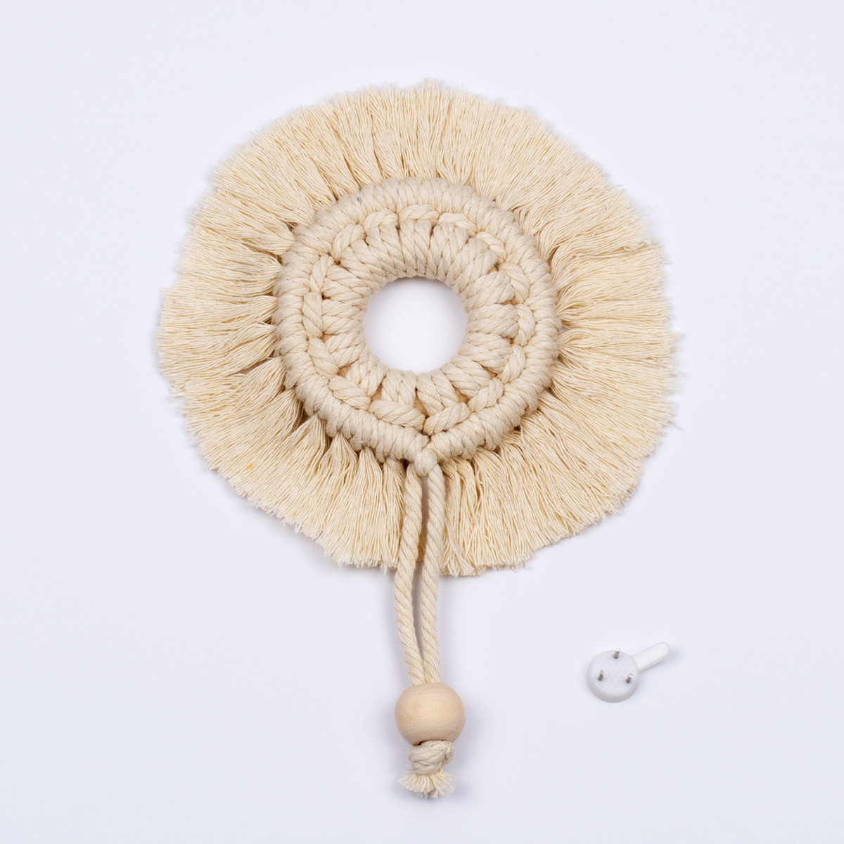 GloboStar® 35015 Διακοσμητικό Κρεμαστό Μακραμέ Κρίκος Χειροποίητο Μπεζ Φ14cm 3 GloboStar® GloboStar® 35015 Διακοσμητικό Κρεμαστό Μακραμέ Κρίκος Χειροποίητο Μπεζ Φ14cm