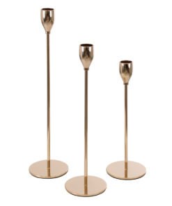 GloboStar® GloboStar® ISABELLA 35110 ΣΕΤ 3 Τεμ. Κηροπήγια Μεταλλικά Χάλκινα Φ8 x Υ33cm - Φ8 x Υ28.5cm - Φ8 x Υ23cm