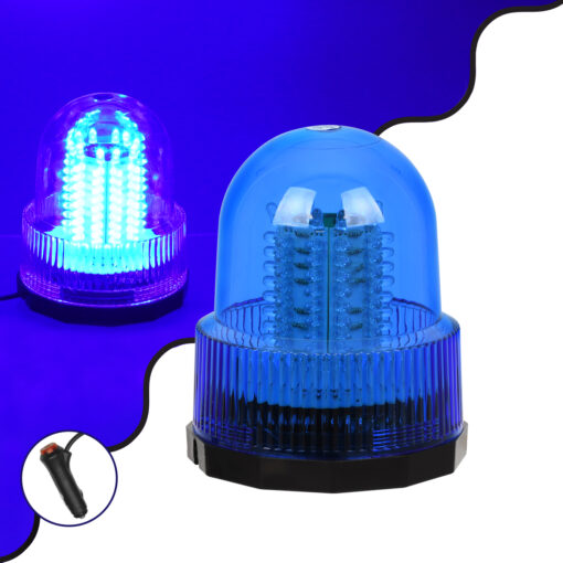 GloboStar® GloboStar® 85158 PRO Series Φάρος Σήμανσης Οχήματος Αστυνομίας για Αυτοκίνητα & Φορτηγά 6 Προγραμμάτων Φωτισμού STROBE LED 20W DC 10-30V Αδιάβροχος IP65 Μπλε