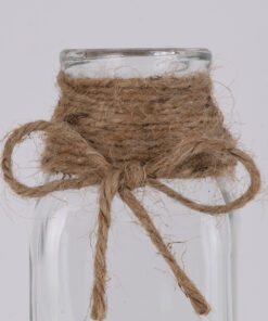 GloboStar® GloboStar® LUCY 35609 Διακοσμητικό Βάζο Γυάλινο Διάφανο με Σχοινί Φ6 x Υ15.8cm