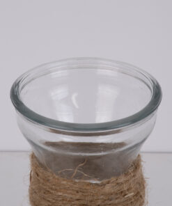 Alternative view of GloboStar® LUCY 35610 Διακοσμητικό Βάζο Γυάλινο Διάφανο με Σχοινί Φ8.8 x Υ13.8cm