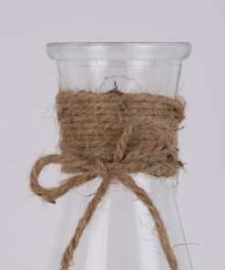 GloboStar® GloboStar® LUCY 35611 Διακοσμητικό Βάζο Γυάλινο Διάφανο με Σχοινί Φ7.3 x Υ17.5cm