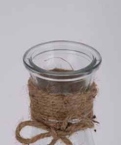 Alternative view of GloboStar® LUCY 35611 Διακοσμητικό Βάζο Γυάλινο Διάφανο με Σχοινί Φ7.3 x Υ17.5cm