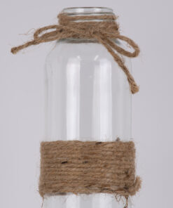 GloboStar® GloboStar® LUCY 35614 Διακοσμητικό Βάζο Γυάλινο Διάφανο με Σχοινί Φ6.6 x Υ21.8cm