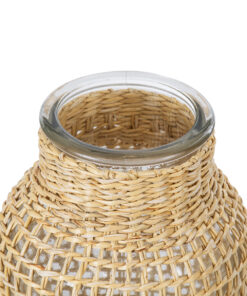 GloboStar® MANDY 35619 Διακοσμητικό Βάζο Γυάλινο Διάφανο με Μπαμπού Φ8.5 x Υ17cm 8 35619 3