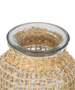 GloboStar® MANDY 35621 Διακοσμητικό Βάζο Γυάλινο Διάφανο με Μπαμπού Φ11.5 x Υ21cm 8 35621 3