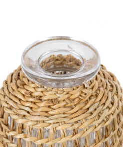 GloboStar® MANDY 35623 Διακοσμητικό Βάζο Γυάλινο Διάφανο με Μπαμπού Φ6 x Υ13.5cm 8 35623 3