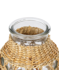 GloboStar® MANDY 35625 Διακοσμητικό Βάζο Γυάλινο Διάφανο με Μπαμπού Φ8.5 x Υ17.5cm 8 35625 3