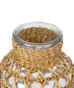 GloboStar® MANDY 35626 Διακοσμητικό Βάζο Γυάλινο Διάφανο με Μπαμπού Φ10.5 x Υ20cm 8 35626 3