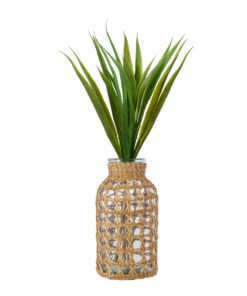 GloboStar® MANDY 35626 Διακοσμητικό Βάζο Γυάλινο Διάφανο με Μπαμπού Φ10.5 x Υ20cm 9 35626 4