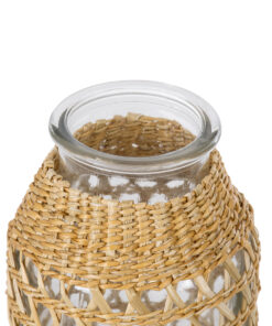 GloboStar® MANDY 35627 Διακοσμητικό Βάζο Γυάλινο Διάφανο με Μπαμπού Φ8.5 x Υ17.5cm 8 35627 3