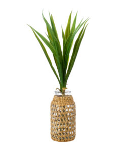 GloboStar® MANDY 35627 Διακοσμητικό Βάζο Γυάλινο Διάφανο με Μπαμπού Φ8.5 x Υ17.5cm 9 35627 4