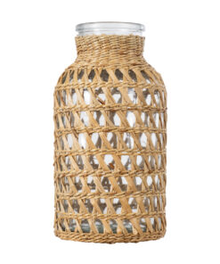 Alternative view of GloboStar® MANDY 35628 Διακοσμητικό Βάζο Γυάλινο Διάφανο με Μπαμπού Φ10.5 x Υ20cm