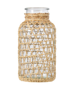 Alternative view of GloboStar® MANDY 35630 Διακοσμητικό Βάζο Γυάλινο Διάφανο με Μπαμπού Φ8.5 x Υ17.5cm
