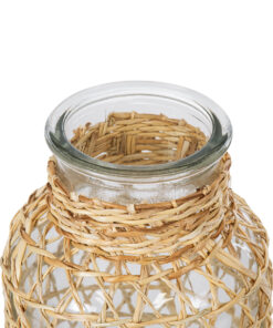 GloboStar® MANDY 35630 Διακοσμητικό Βάζο Γυάλινο Διάφανο με Μπαμπού Φ8.5 x Υ17.5cm 8 35630 3