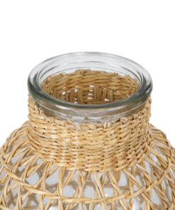 GloboStar® MANDY 35631 Διακοσμητικό Βάζο Γυάλινο Διάφανο με Μπαμπού Φ10.5 x Υ20cm 8 35631 3