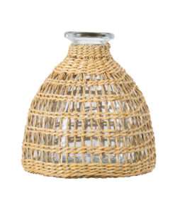 Alternative view of GloboStar® MANDY 35632 Διακοσμητικό Βάζο Γυάλινο Διάφανο με Μπαμπού Φ10.5 x Υ11cm