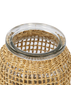 GloboStar® MANDY 35633 Διακοσμητικό Βάζο Γυάλινο Διάφανο με Μπαμπού Φ10.5 x Υ11cm 8 35633 3