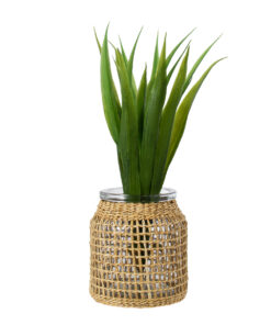 GloboStar® MANDY 35633 Διακοσμητικό Βάζο Γυάλινο Διάφανο με Μπαμπού Φ10.5 x Υ11cm 9 35633 4