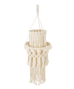 GloboStar® 36200 ETHIOPIA Boho Καπέλο Φωτιστικού- Μακραμέ Πλεκτό Χειροποίητο Μπεζ Βαμβακερό Νήμα - Μ30 x Π30 x Υ90cm 9 36200 3