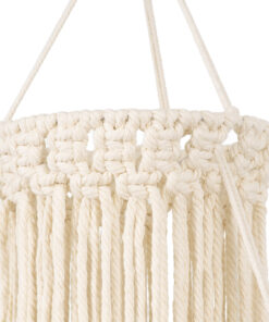 GloboStar® 36200 ETHIOPIA Boho Καπέλο Φωτιστικού- Μακραμέ Πλεκτό Χειροποίητο Μπεζ Βαμβακερό Νήμα - Μ30 x Π30 x Υ90cm 10 36200 4