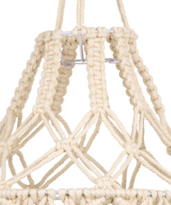 GloboStar® 36201 MOROCCO Boho Καπέλο Φωτιστικού- Μακραμέ Πλεκτό Χειροποίητο Μπεζ Βαμβακερό Νήμα - Μ30 x Π30 x Υ70cm 9 36201 4