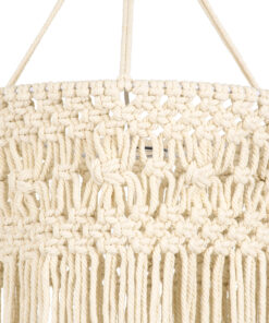 GloboStar® 36203 TUNISIA Boho Καπέλο Φωτιστικού- Μακραμέ Πλεκτό Χειροποίητο Μπεζ Βαμβακερό Νήμα - Μ30 x Π30 x Υ120cm 10 36203 5