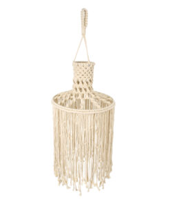 GloboStar® 36207 SENEGAL Boho Καπέλο Φωτιστικού- Μακραμέ Πλεκτό Χειροποίητο Μπεζ Βαμβακερό Νήμα - Μ30 x Π30 x Υ80cm 8 36207 3