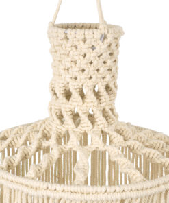 GloboStar® 36207 SENEGAL Boho Καπέλο Φωτιστικού- Μακραμέ Πλεκτό Χειροποίητο Μπεζ Βαμβακερό Νήμα - Μ30 x Π30 x Υ80cm 9 36207 4