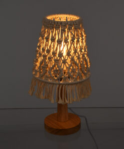 Alternative view of GloboStar® RWANDA 36210 Boho Επιτραπέζιο Φωτιστικό Πορτατίφ Μονόφωτο 1 x E27 IP20 Μπεζ Σχοινί με Καφέ Ξύλο - Μ15 x Π15 x Υ30cm