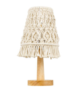 GloboStar® RWANDA 36210 Boho Επιτραπέζιο Φωτιστικό Πορτατίφ Μονόφωτο 1 x E27 IP20 Μπεζ Σχοινί με Καφέ Ξύλο - Μ15 x Π15 x Υ30cm 13 36210 4