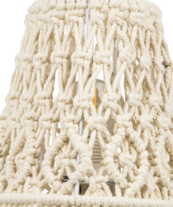 GloboStar® RWANDA 36210 Boho Επιτραπέζιο Φωτιστικό Πορτατίφ Μονόφωτο 1 x E27 IP20 Μπεζ Σχοινί με Καφέ Ξύλο - Μ15 x Π15 x Υ30cm 14 36210 5