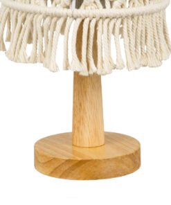 GloboStar® RWANDA 36210 Boho Επιτραπέζιο Φωτιστικό Πορτατίφ Μονόφωτο 1 x E27 IP20 Μπεζ Σχοινί με Καφέ Ξύλο - Μ15 x Π15 x Υ30cm 15 36210 6