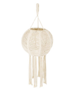 GloboStar® 36214 EGYPT Boho Καπέλο Φωτιστικού- Μακραμέ Πλεκτό Χειροποίητο Μπεζ Βαμβακερό Νήμα - Μ30 x Π30 x Υ75cm 7 36214 3